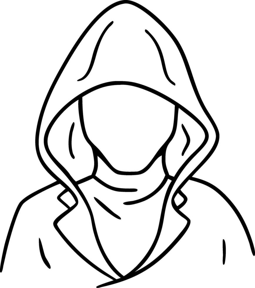 Minimalist Line Art Hoodie Figure for Tattoo Design and Coloring Book Inspiration vector