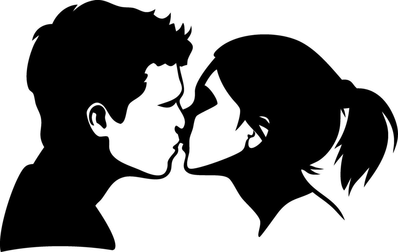 Couple Kissing Silhouette Art for Romantic Designs and Relationship Celebrations vector