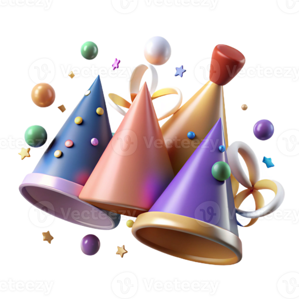 impressive traditional Birthday Party Hats Assorted Colors Cutout authentic png