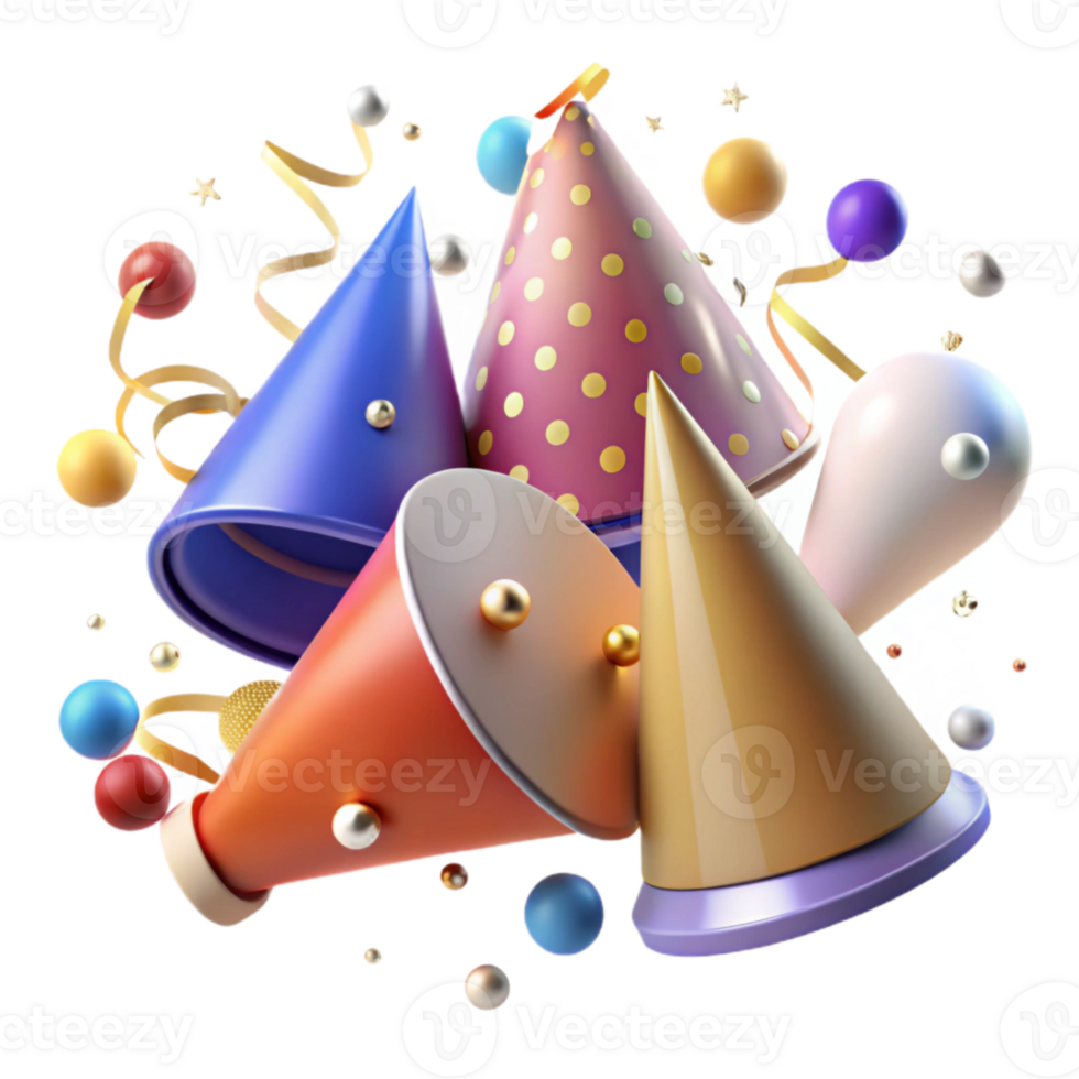 beautiful creative Birthday Party Hats Assorted Colors Cutout high quality png