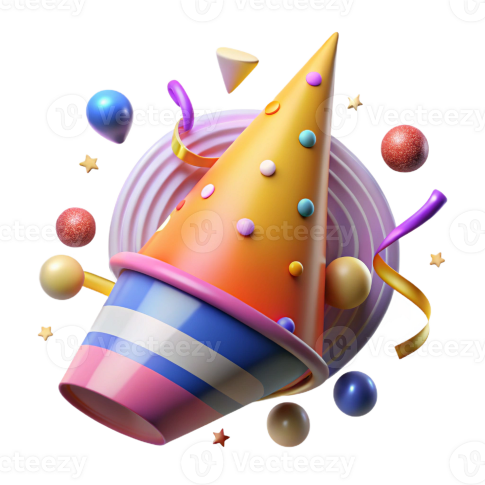 elegant classic Birthday Party Hats Cone Shaped Colorful Cutout high quality png