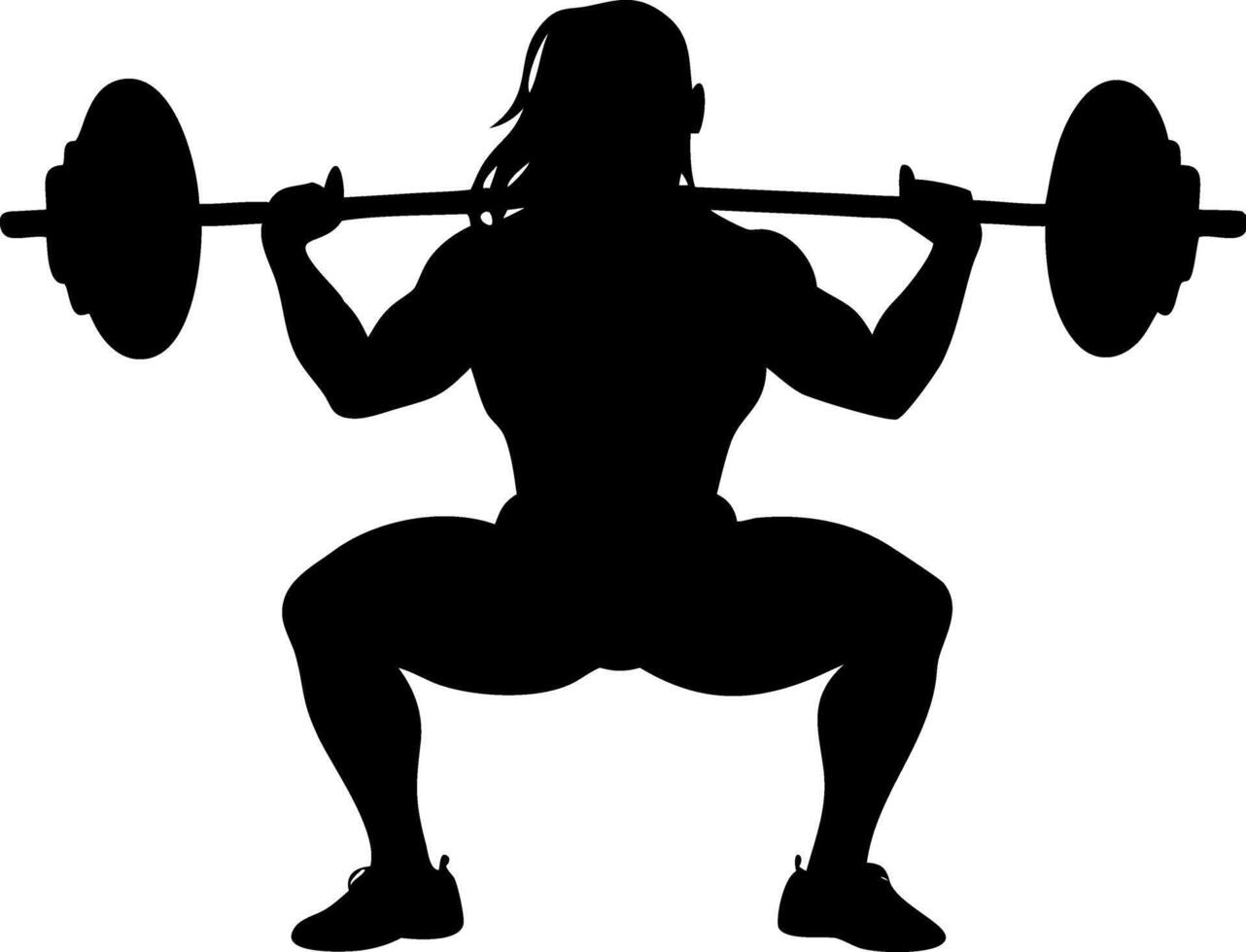 Silhouette of Strong Female Weightlifter Performing Squat Exercise for Fitness and Health vector