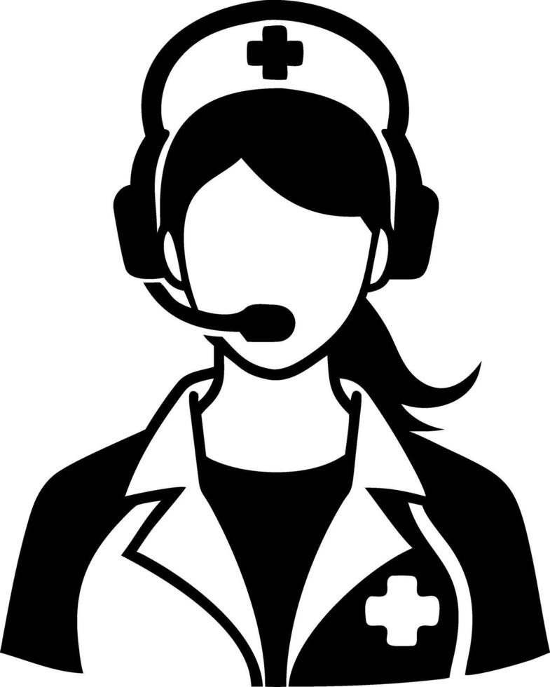 Female Nurse with Headset in Medical Uniform for Healthcare and Telemedicine Design vector