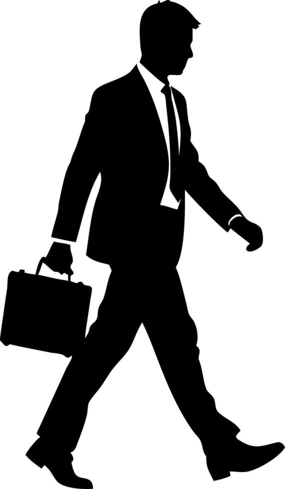 Businessman Walking with Briefcase Professional Silhouette Design for Corporate Themes vector