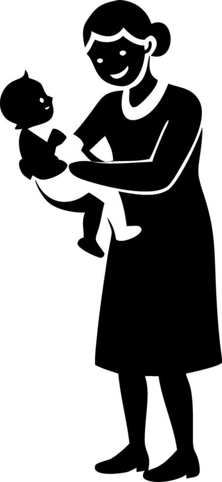 Loving Mother Holding Infant in Classic Style Perfect for Family Themes and Nursery Decor vector