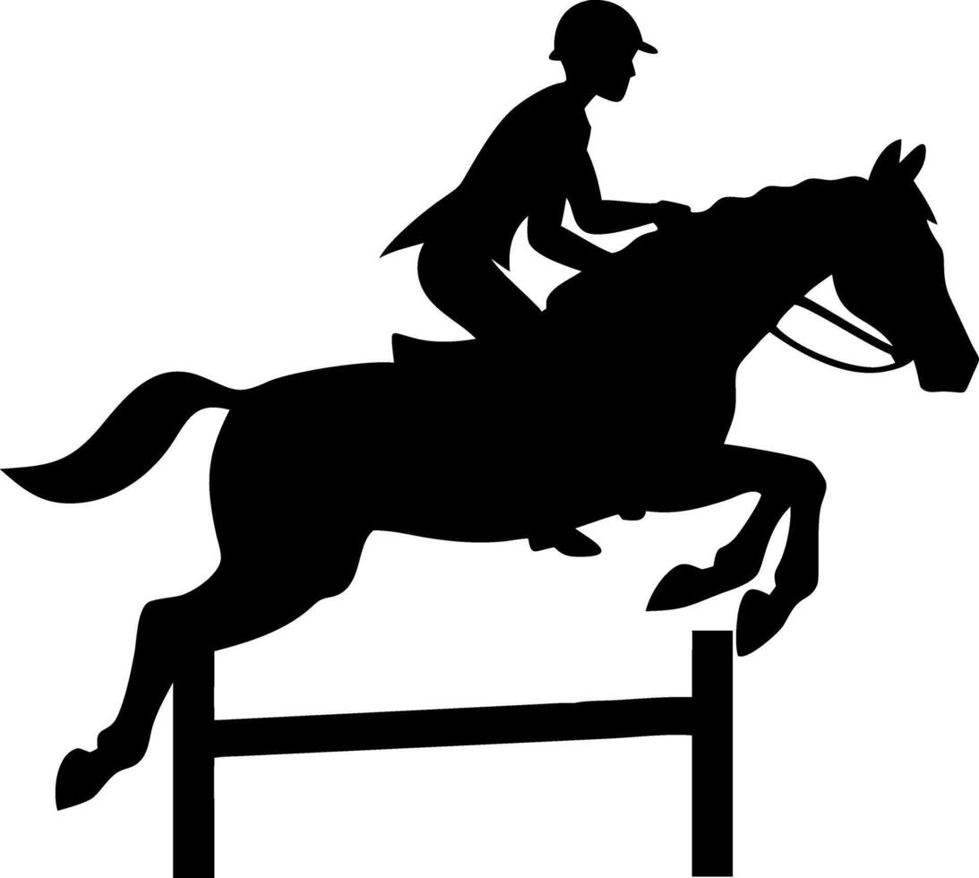Equestrian Rider Jumping Horse Over Obstacle Illustration for Sports and Fitness Themes vector
