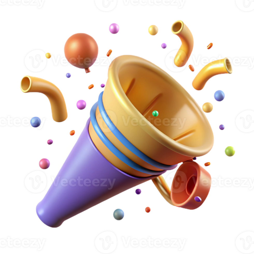 wonderful rustic Birthday Party Horn Noisemaker Isolated original png