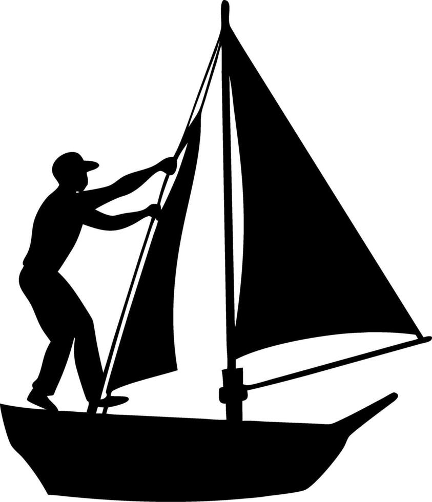 Sailor Steering Traditional Sailboat Art for Nautical Designs and Decor vector