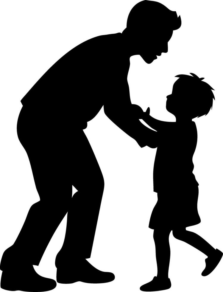 Father and Child Silhouette Embracing Bond of Love Family Togetherness Connection vector