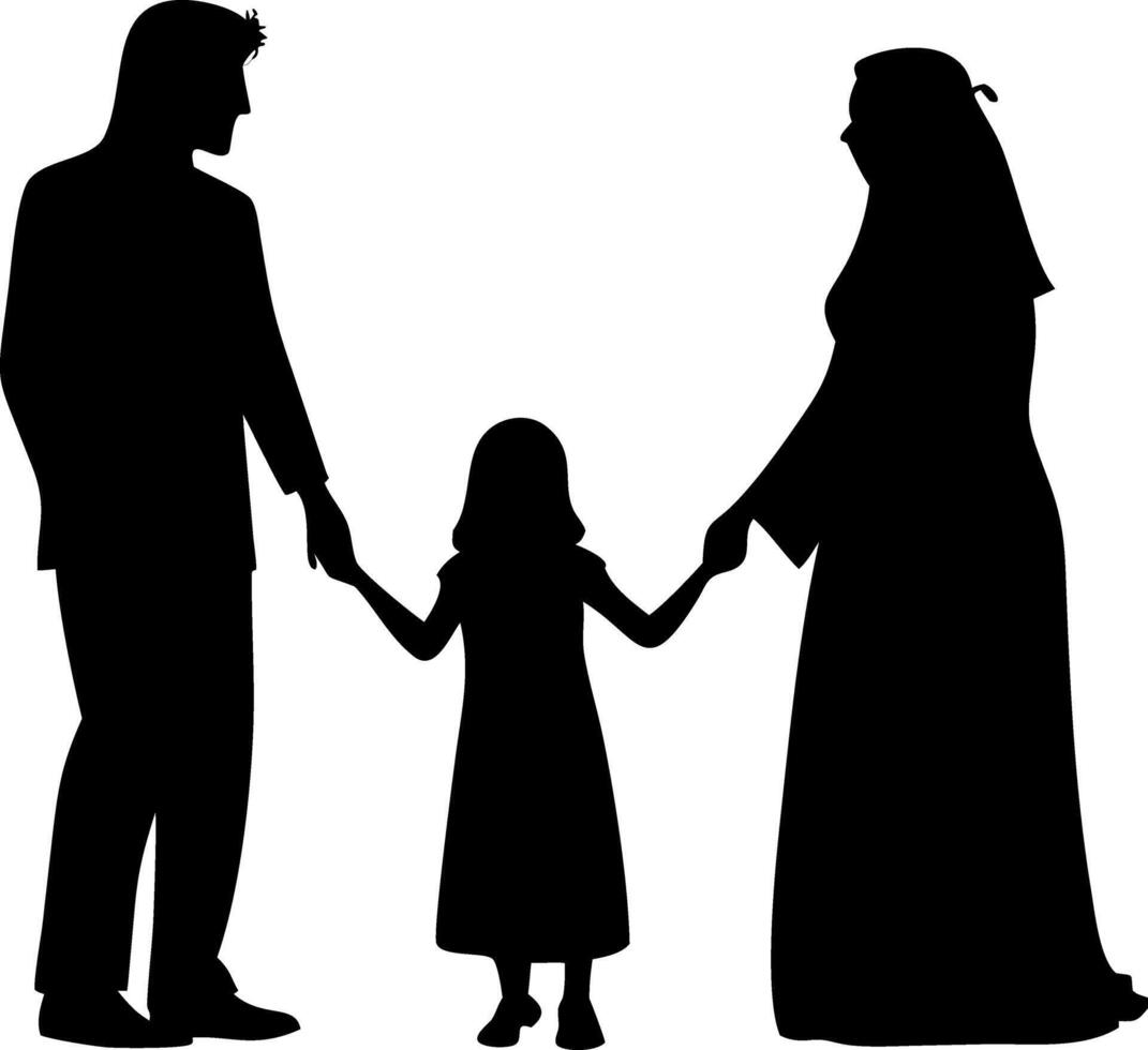 Family Silhouette Holding Hands Representing Love and Togetherness Perfect for Home Decor vector