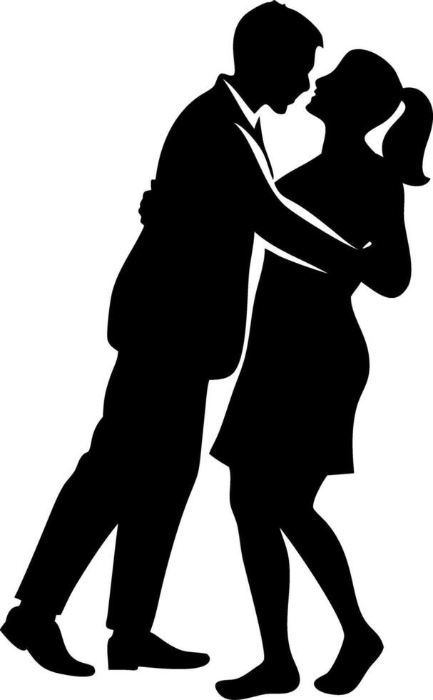 Romantic Couple Embracing Silhouette Design for Wedding Decor and Love Symbolism vector