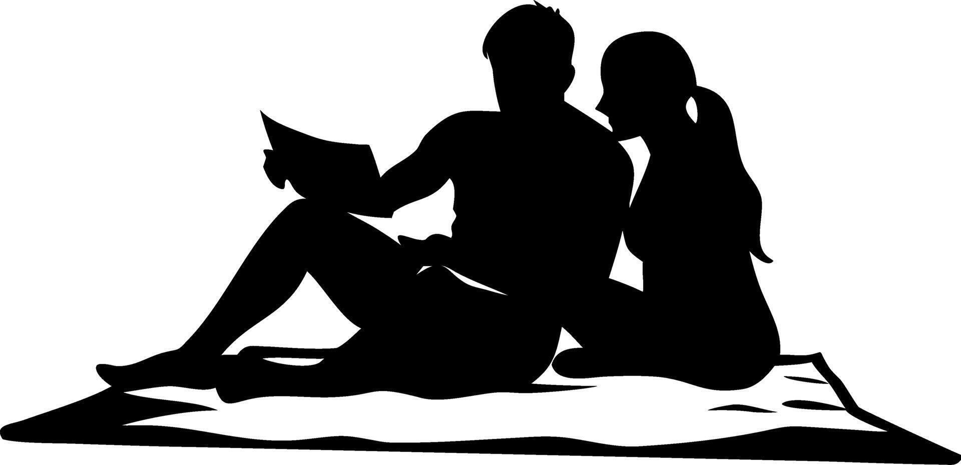 Couple Reading Together on a Blanket Cozy and Intimate Indoor Scene Illustration vector