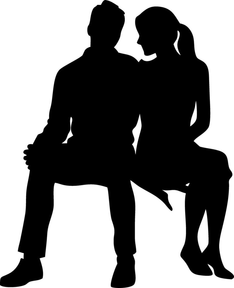 Couple Sitting Together Silhouette Elegant Design for Romantic Themes and Decor vector