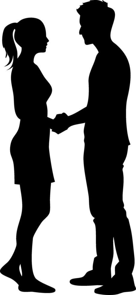 Silhouette of Couple Shaking Hands Symbolizing Trust and Connection for Relationship Themes vector