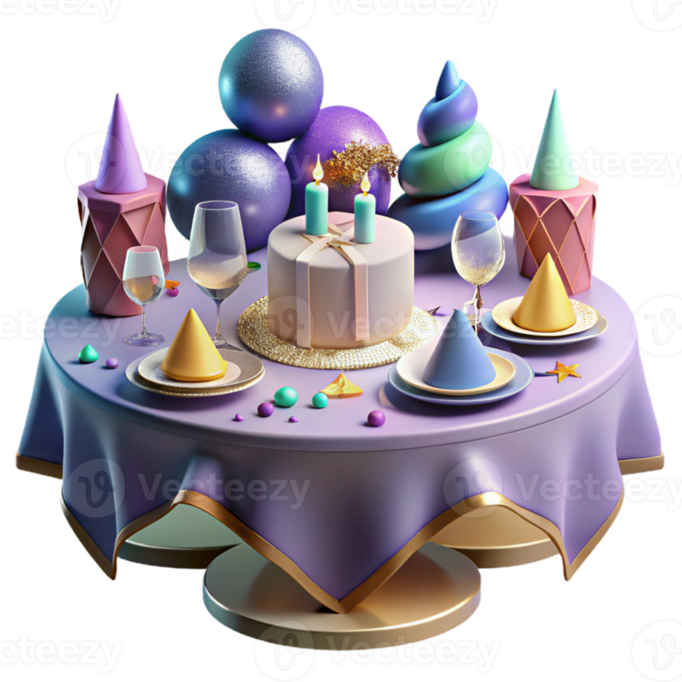 stunning vintage Birthday Party Table Setting Decoration Cutout genuine png