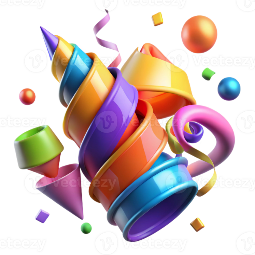 extraordinary abstract Birthday Streamers Colorful Curled Festive Isolated original png