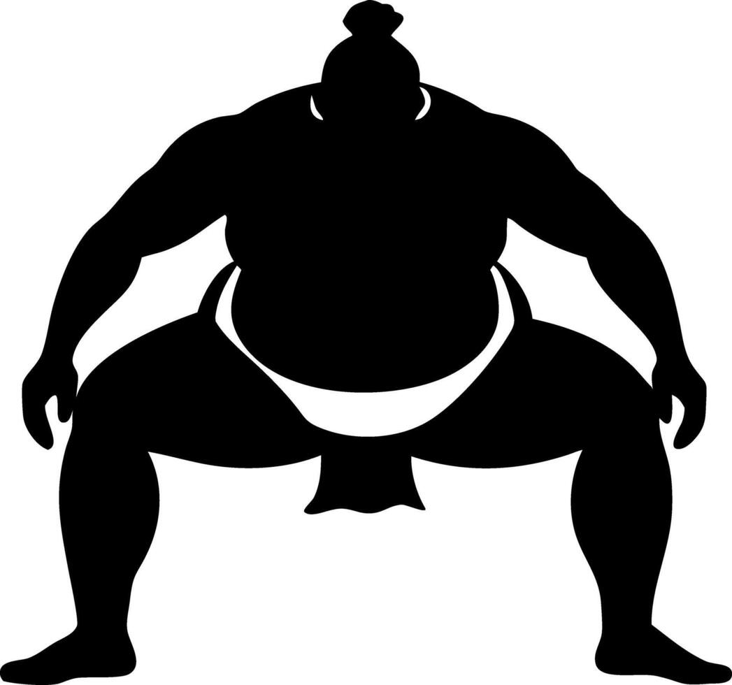 Powerful Sumo Wrestler Silhouette Design for Fitness Branding and Tattoo Art Inspiration vector