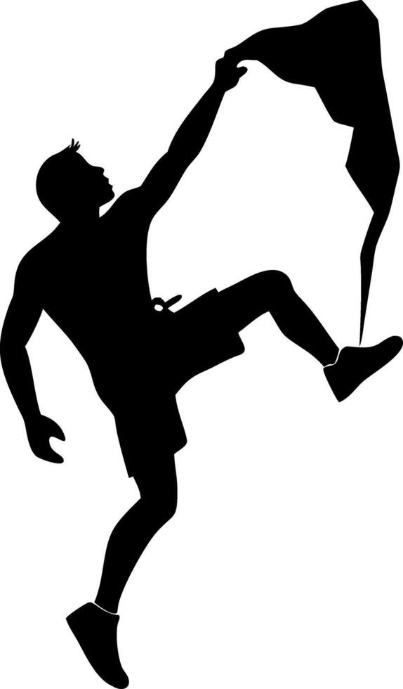 Dynamic Climber Reaching for Success in Action Silhouette Graphic for Sports and Fitness Themes vector