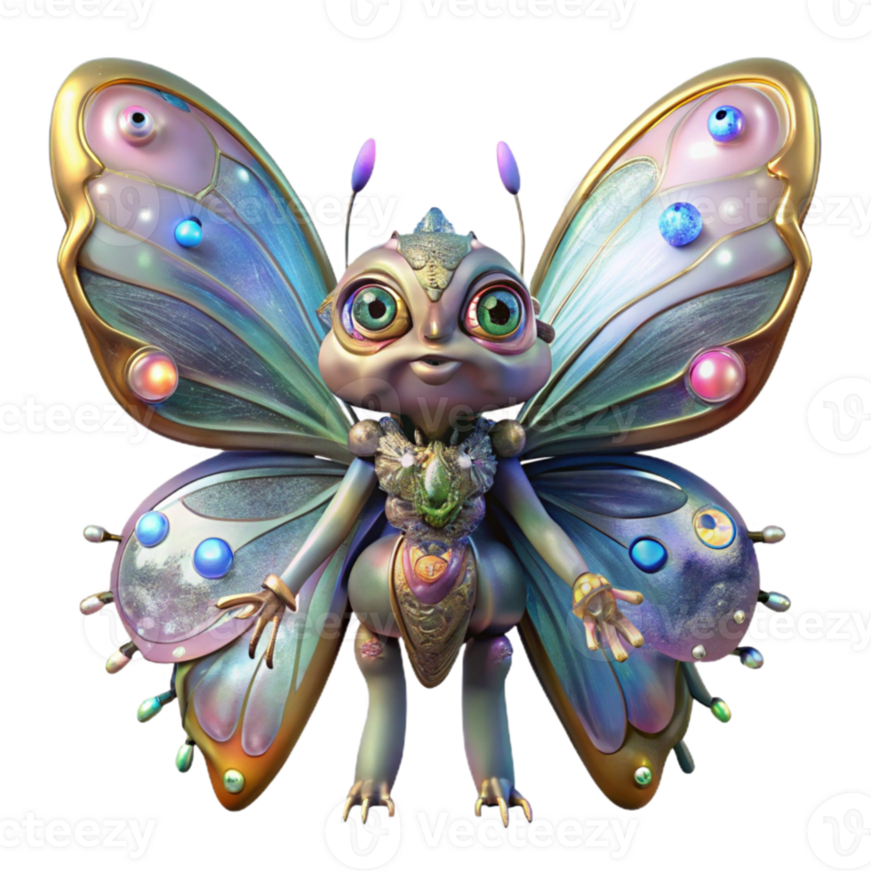 beautiful modern Bizarre Creature with Butterfly Wings Transparent for Fantasy Art genuine png