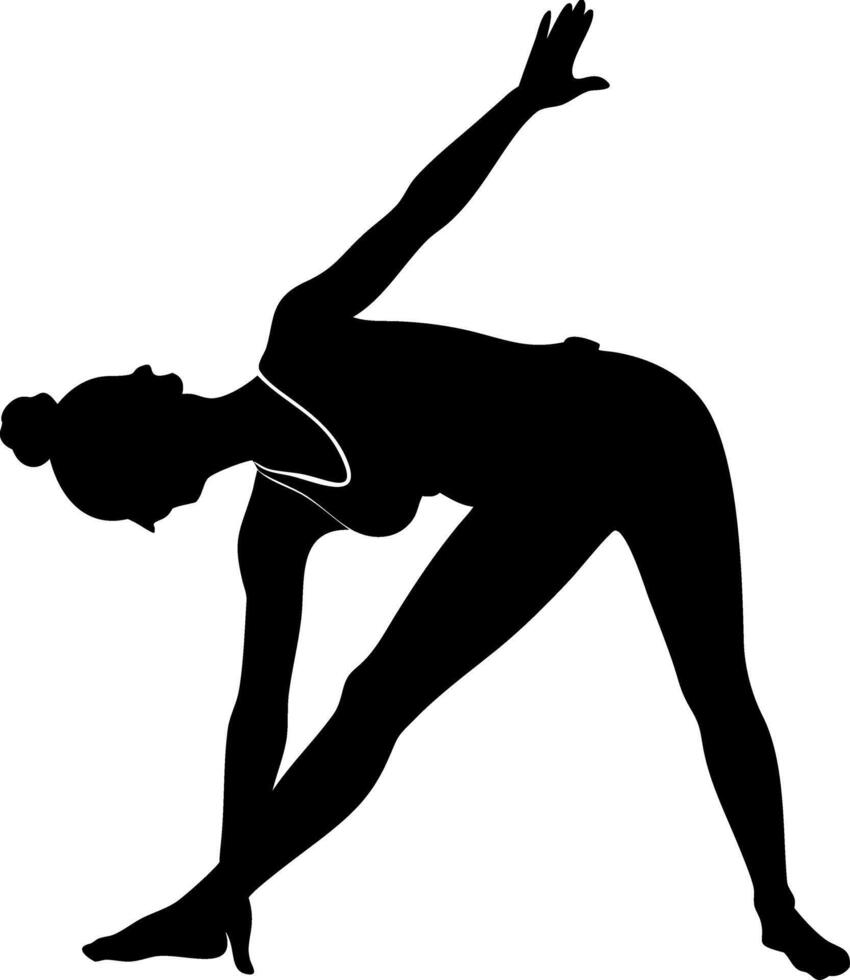 Elegant Silhouette of a Woman in Yoga Pose Ideal for Fitness and Wellness Art Projects vector