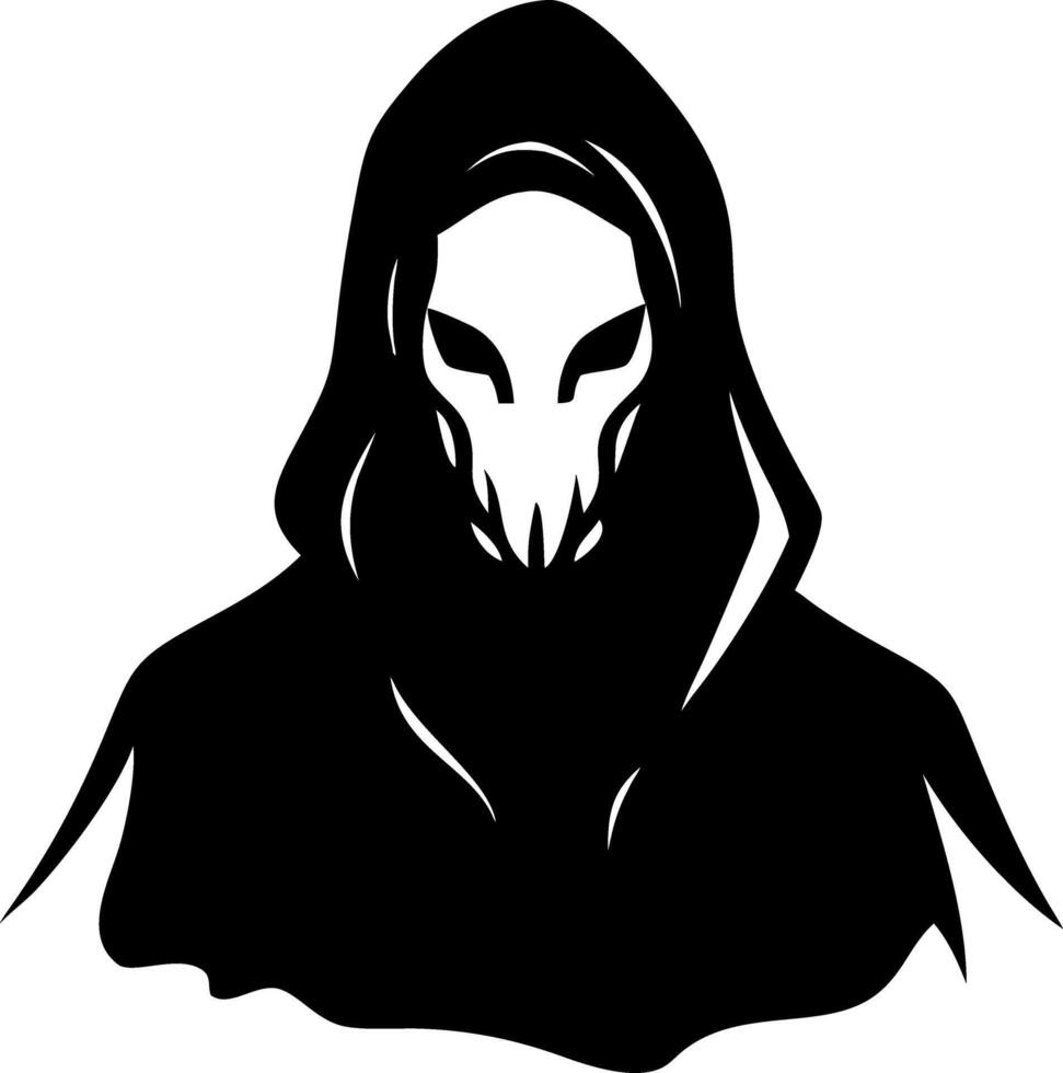 Sinister Grim Reaper Figure with Hooded Cloak and Skull Mask for Halloween Themed Designs vector