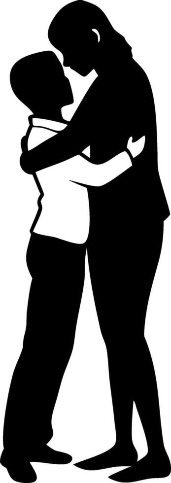 Couple Embracing Silhouette Design for Romantic Themes and Tattoo Inspirations vector