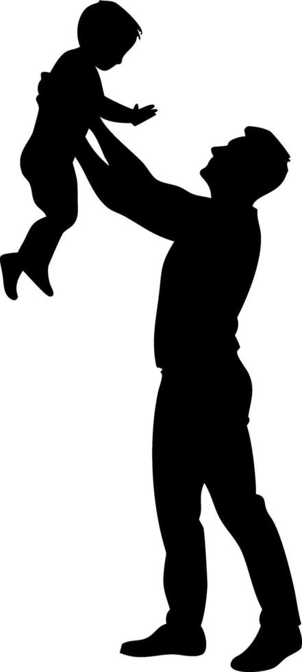 Heartwarming Father and Child Silhouette Represents Love Joy and Family Bonding for Decor vector