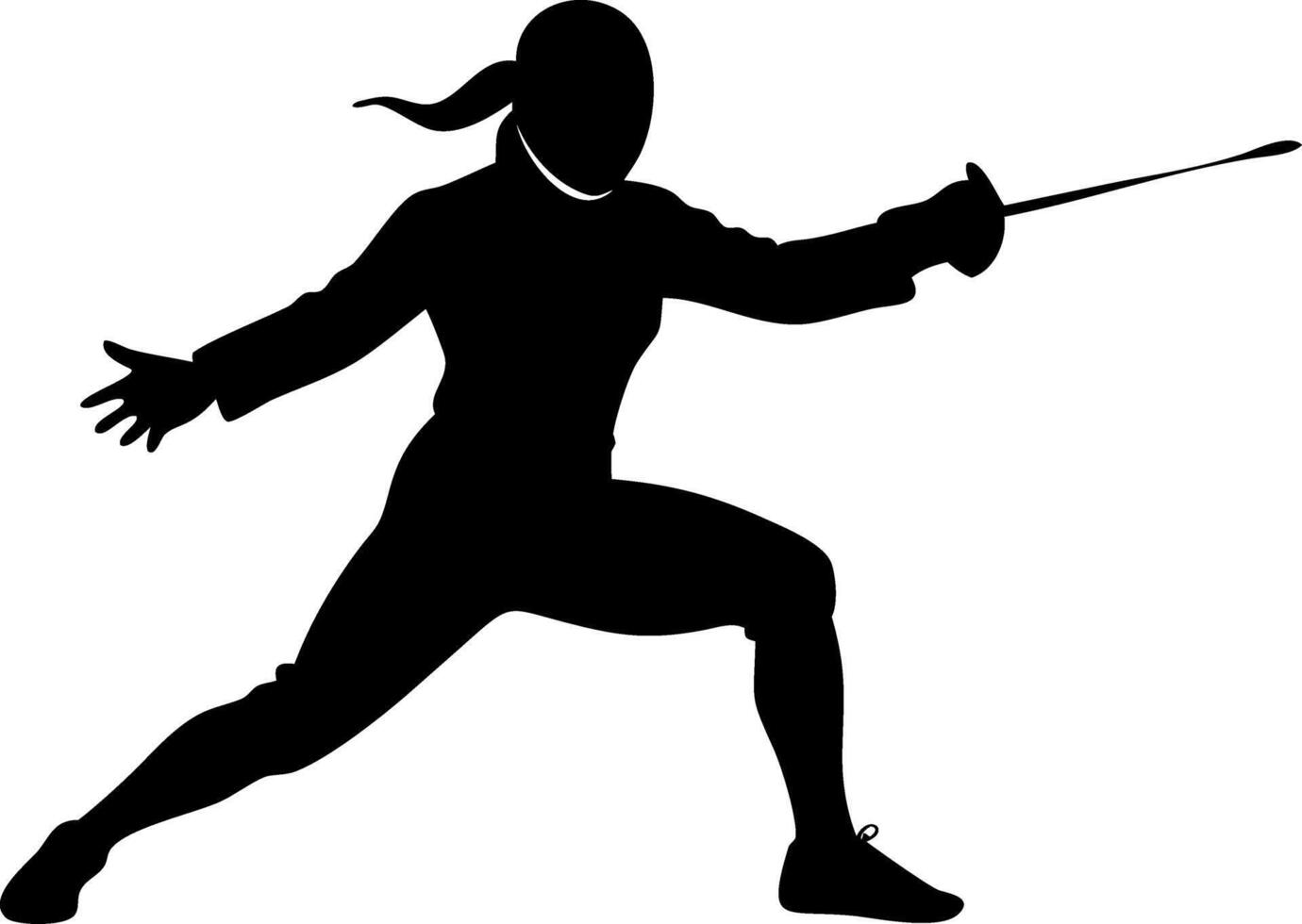 Dynamic Fencing Silhouette Female Athlete Action Pose for Sports and Fitness Design vector