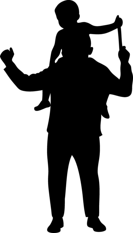 Father holding child on shoulders silhouette perfect for family themes and designs vector