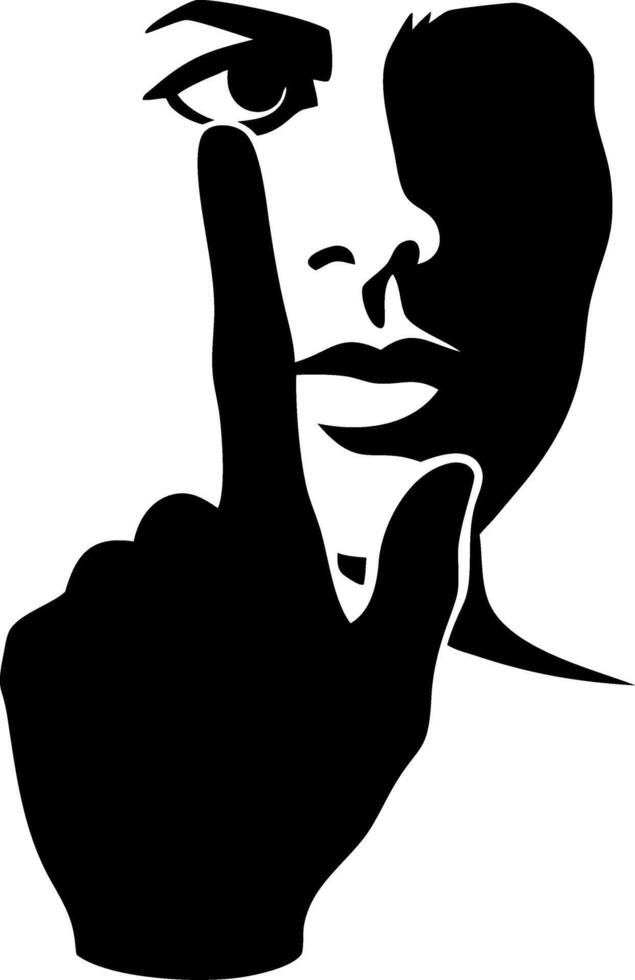 Silhouette of a Person with Finger to Lips Signifying Silence and Mystery for Creative Projects vector