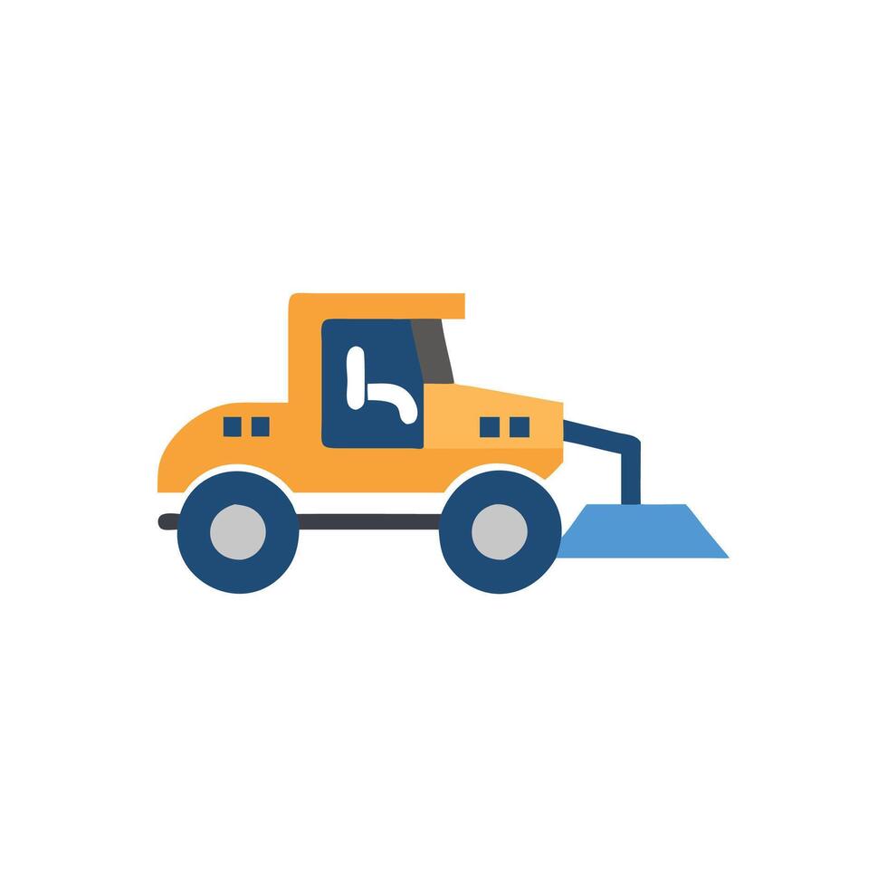 Flat Icon of Road Grader for Infrastructure vector