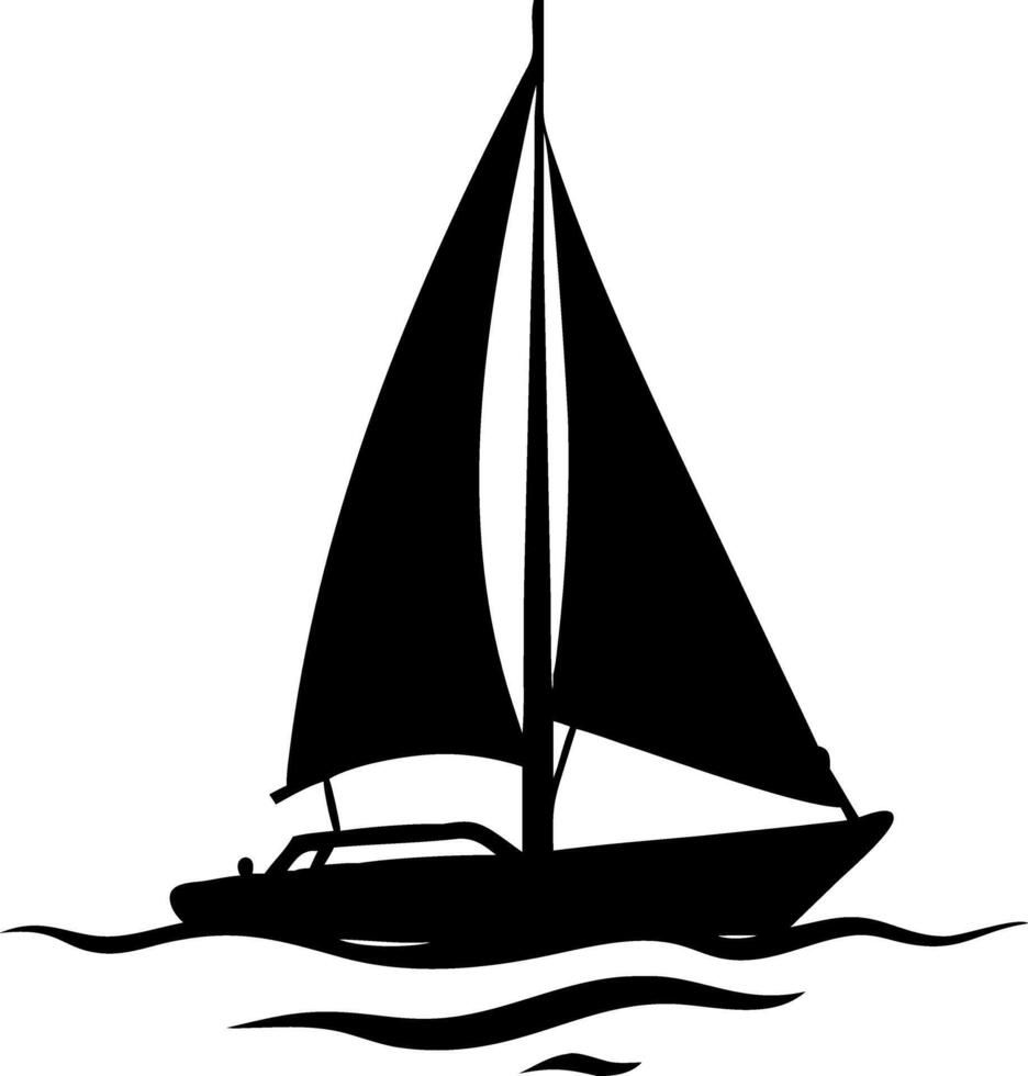 Black Sailboat Silhouette on Water Perfect for Nautical Theme Designs and Decorations vector