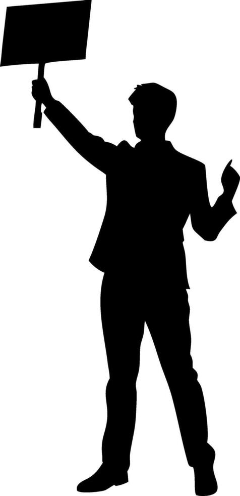 Protest Sign Holder Silhouette Dynamic Gesture for Activism and Social Justice Themes vector