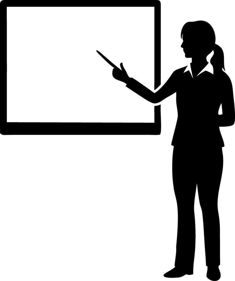 Businesswoman Presenting Data on a Whiteboard for Professional Training and Education vector
