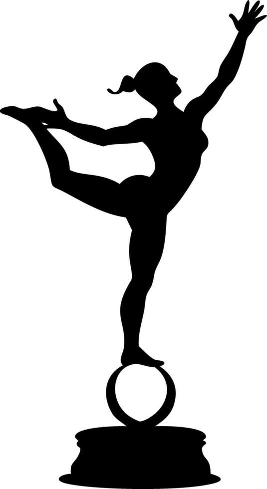 Graceful Gymnast Silhouette on a Pedestal Ideal for Fitness Art and Tattoo Design vector