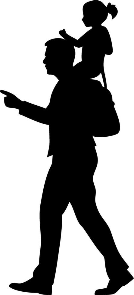 Father Carrying Daughter on Shoulders Silhouette for Family Bonding Illustrations vector
