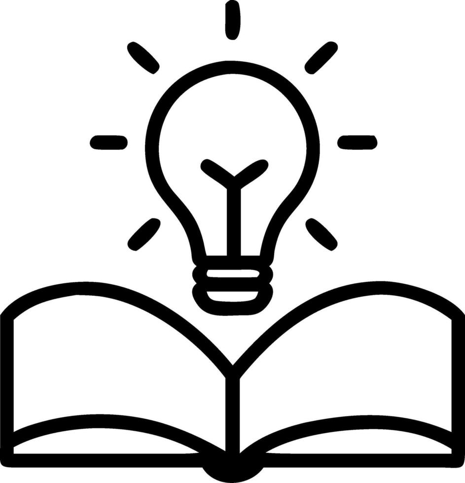 Illuminated Light Bulb Above Open Book Symbolizing Knowledge and Creativity vector