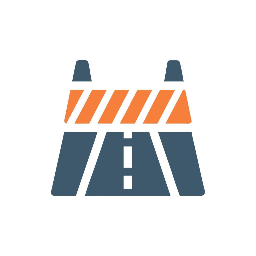 Quality roadwork lane closure icon for traffic management vector