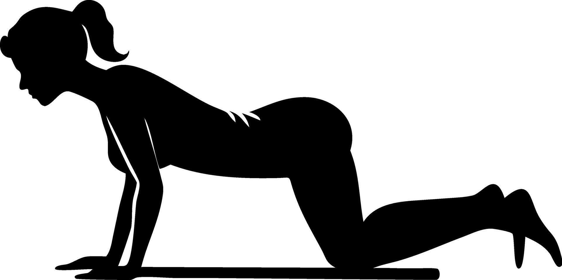 Yoga Pose Silhouette of a Woman in Cow Pose for Fitness and Wellness Designs vector