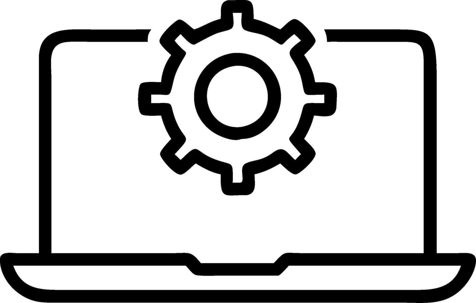 Laptop with Gear Symbol Representing Software Settings and Technology Configuration vector