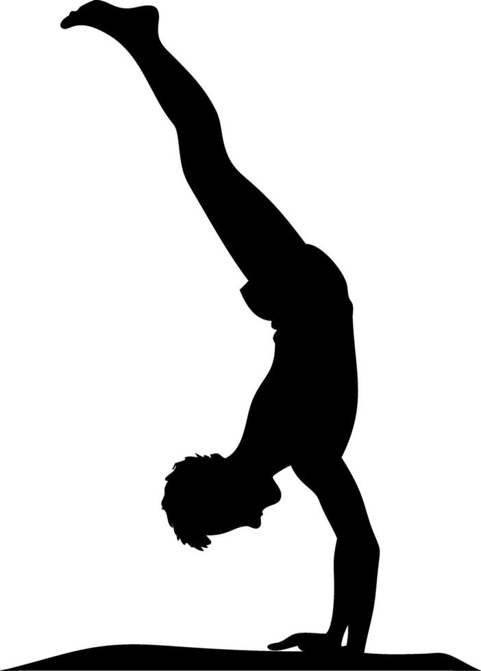 Dynamic Handstand Pose Silhouette for Yoga and Fitness Designs vector