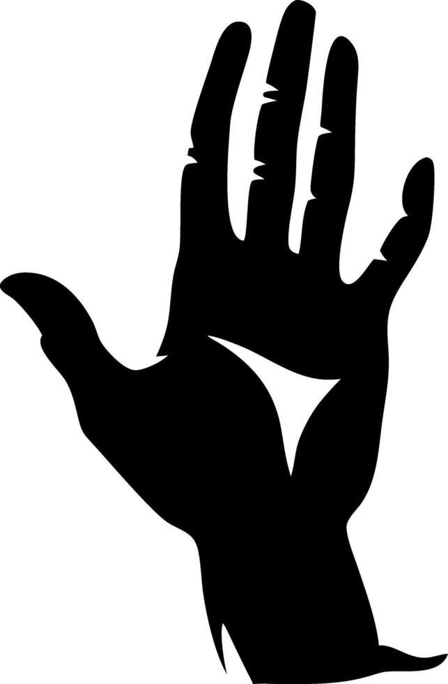 Stylized Black Hand Gesture Illustrating Open Palm for Tattoo Designs and Graphic Art vector