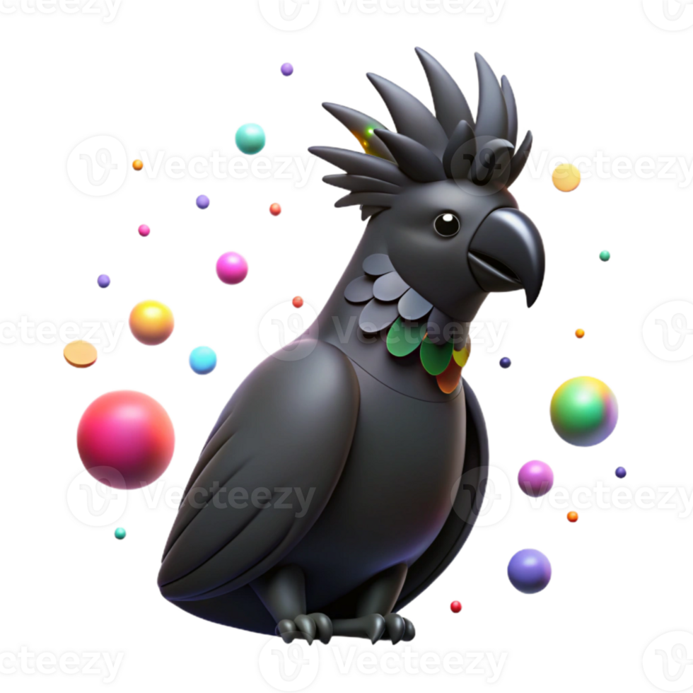 vibrant artistic Black Cockatoo Silhouette Australian Bird Isolated detailed png