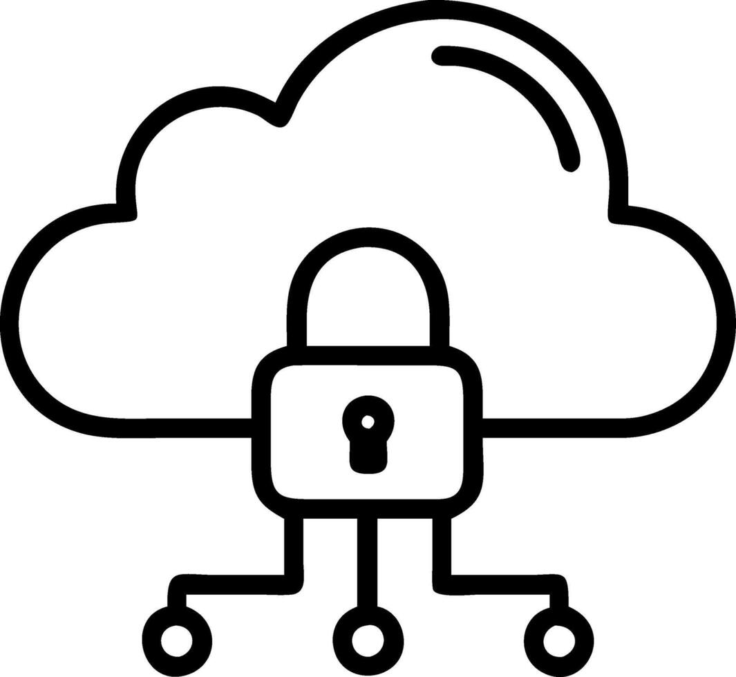 Secure Cloud Storage Featuring a Padlock and Network Connection for Technology Designs vector
