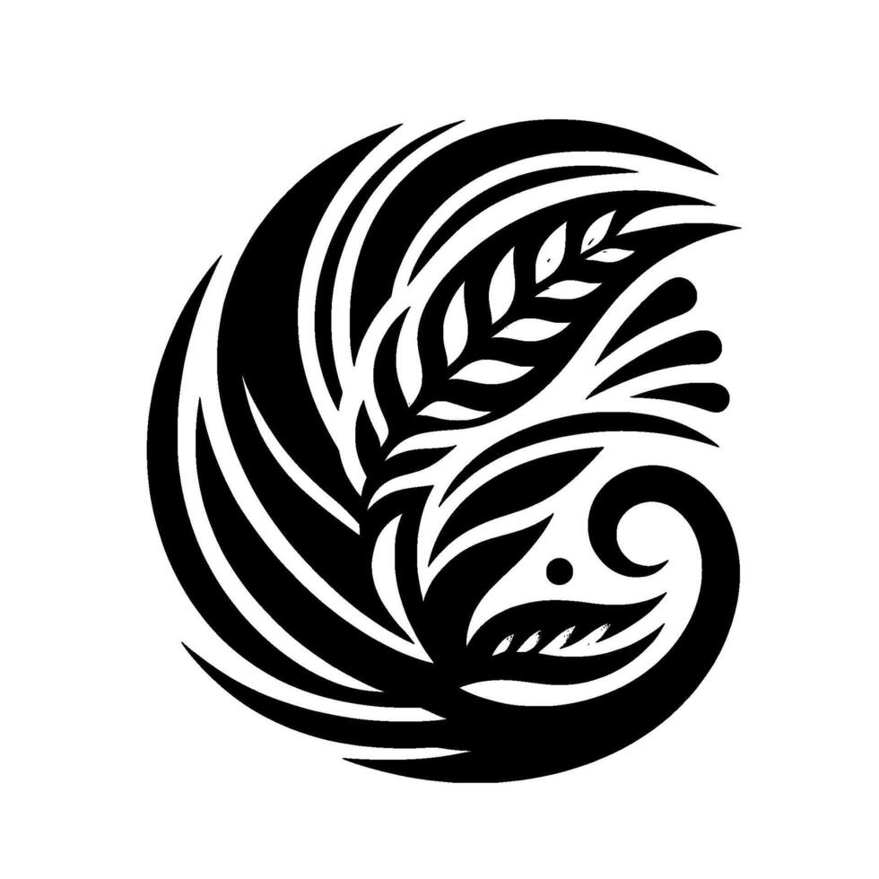 Circular Black and White Organic Tribal with Leafy Elements, Inspired by Nature and Emphasizing Balance and Harmony on a Clean White Background. vector