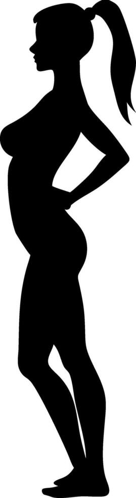 Silhouette of a Pregnant Woman in Profile View Perfect for Maternity Art Designs and Tattoos vector