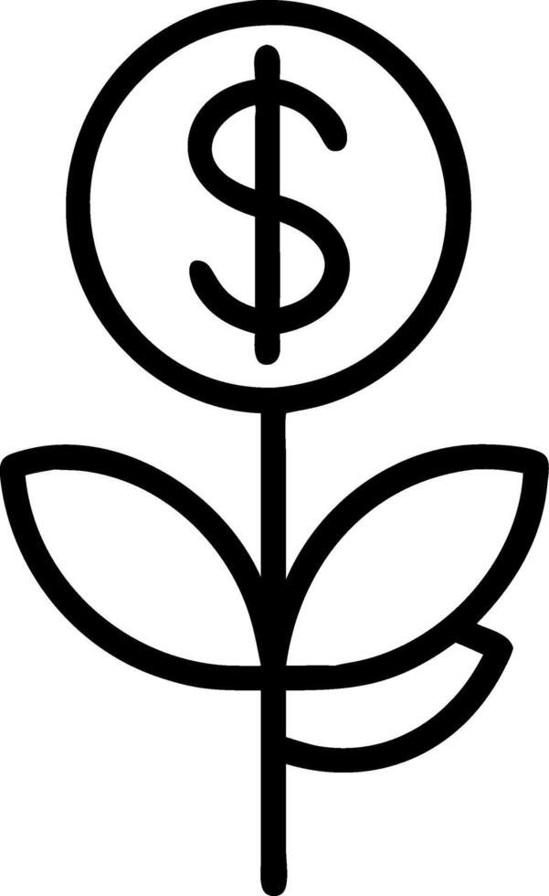 Dollar Sign Flower Symbol Representing Wealth and Prosperity Ideal for Tattoo or Illustration vector