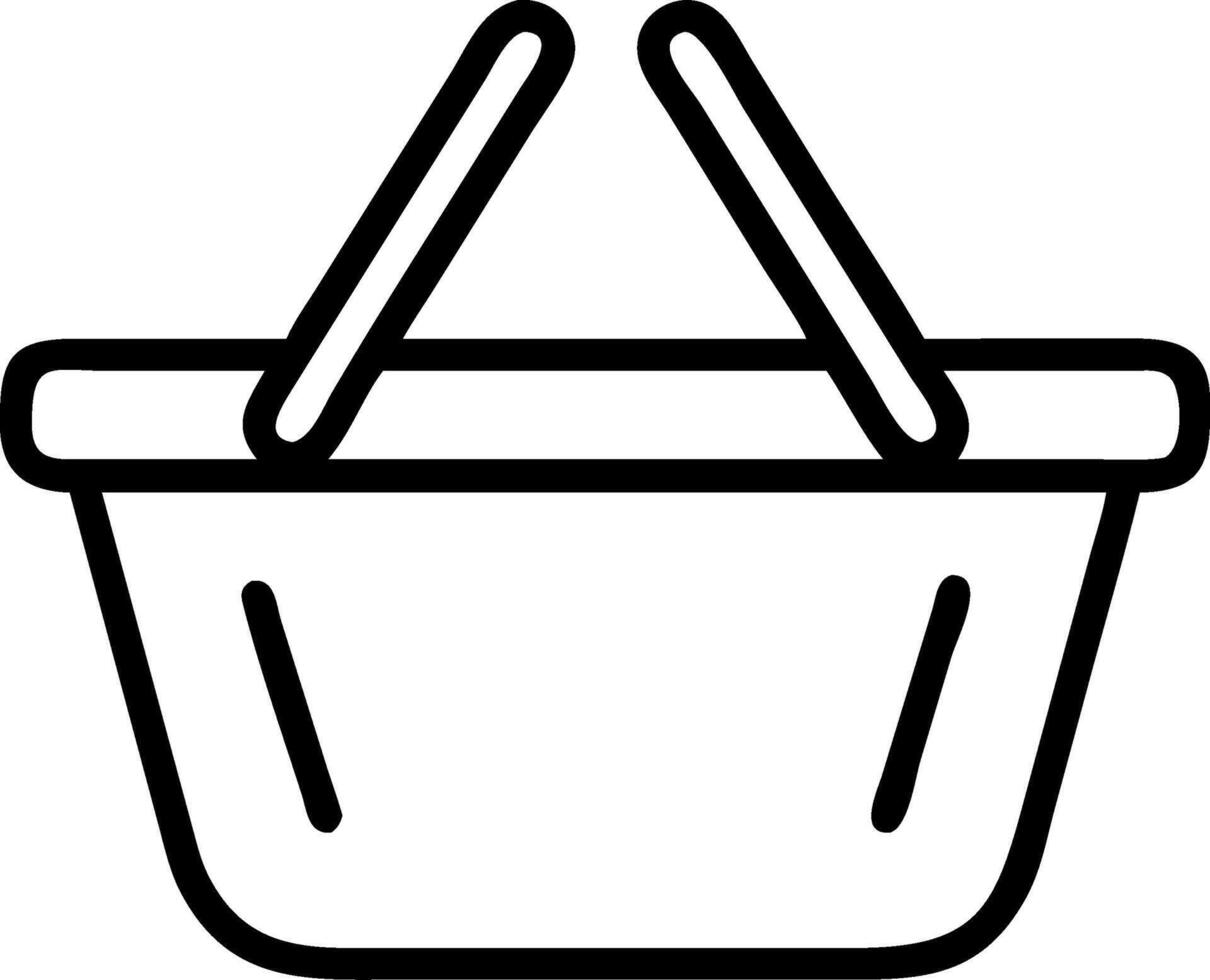 Minimalist Shopping Basket Outline Design for E-commerce and Retail Use vector
