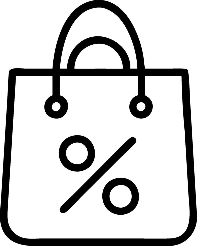 Shopping Bag with Discount Percentage Symbol for Retail Marketing and Promotion Materials vector