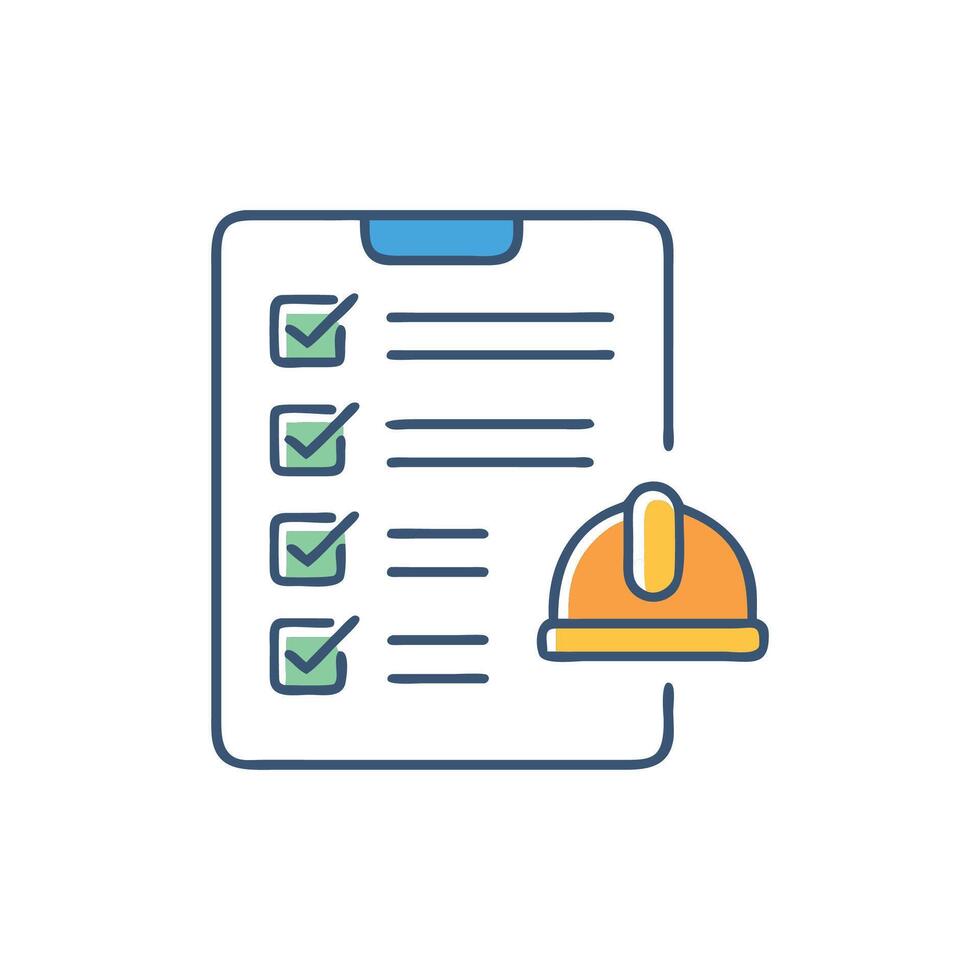 Distinctive site safety checklist icon representation for various tasks vector